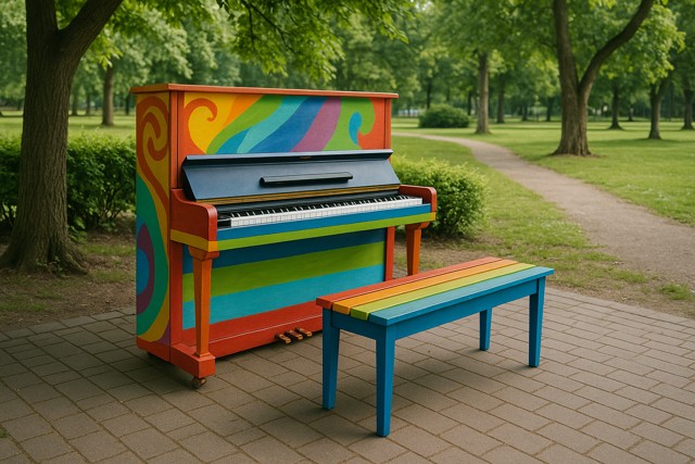 colorful painted park piano
