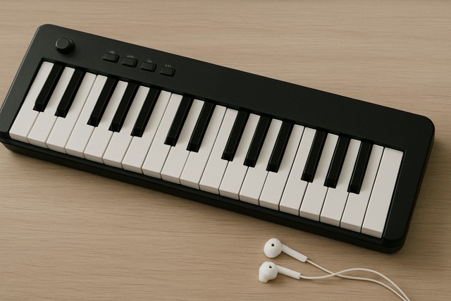 compact midi keyboard earphones
