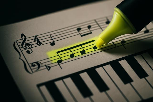 highlight sheet music practice