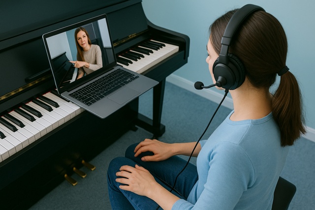 online piano lesson laptop